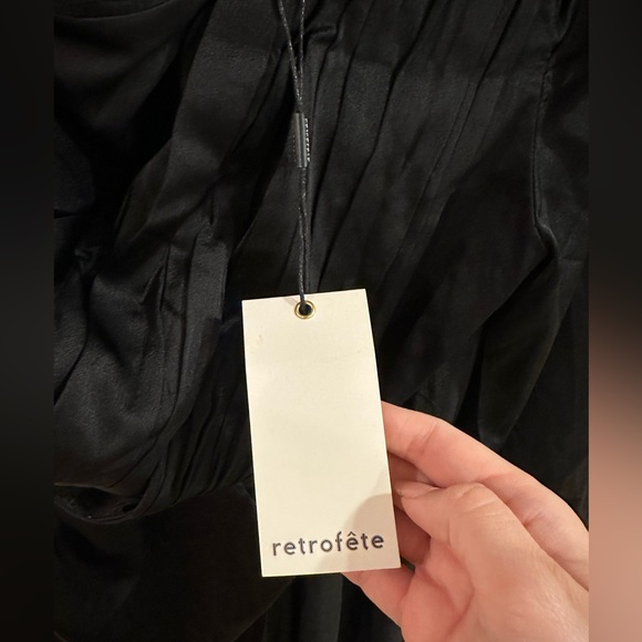 Retrofete Mae Dress One Sleeve Cutout Silk Blend Satin Mini Size Small Black NWT - Picture 7 of 11